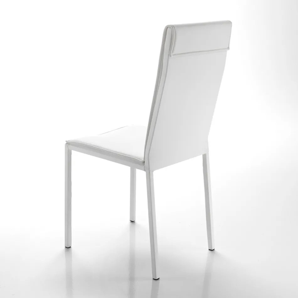 Kitchen Chair Fully Upholstered in 2-Piece Synthetic Leather - Atenea Viadurini