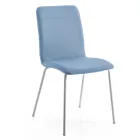 Kitchen or Living Room Chair in Colored Faux Leather and Metal Design - Hermione Viadurini