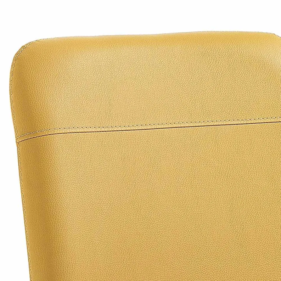 Kitchen or Living Room Chair in Colored Faux Leather and Metal Design - Hermione Viadurini