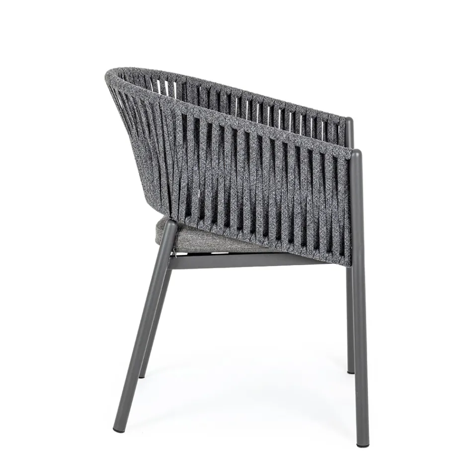 Stackable Outdoor Chair with Fabric Seat, Homemotion 4 Pieces - Aleandro Viadurini
