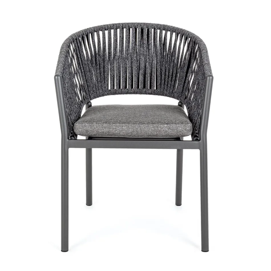 Stackable Outdoor Chair with Fabric Seat, Homemotion 4 Pieces - Aleandro Viadurini