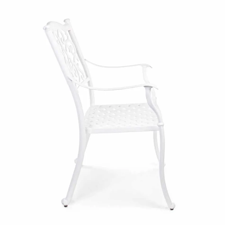 Stackable Outdoor Chair in White or Anthracite Aluminum, 4 Pieces - Ode Viadurini