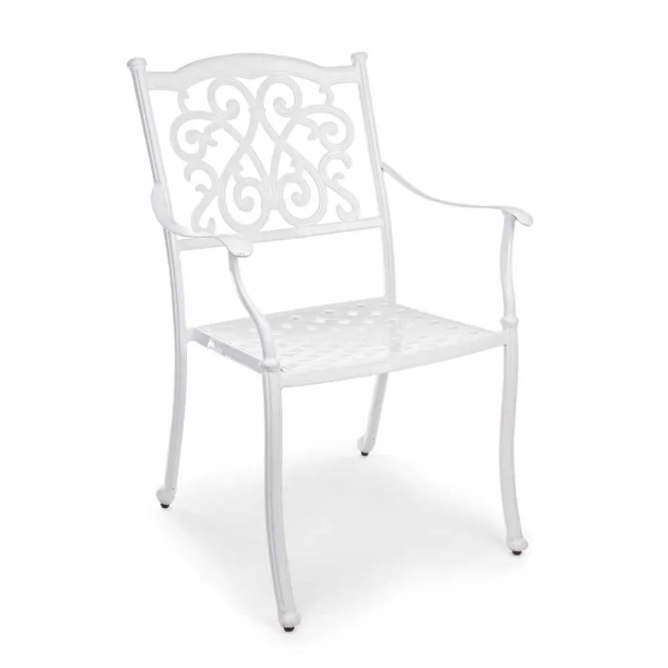 Stackable Outdoor Chair in White or Anthracite Aluminum, 4 Pieces - Ode Viadurini