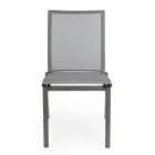 Stackable Outdoor Chair in Aluminum and Textilene, Homemotion 4 Pieces - Serge Viadurini