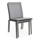 Stackable Outdoor Chair in Aluminum and Textilene, Homemotion 4 Pieces - Serge Viadurini