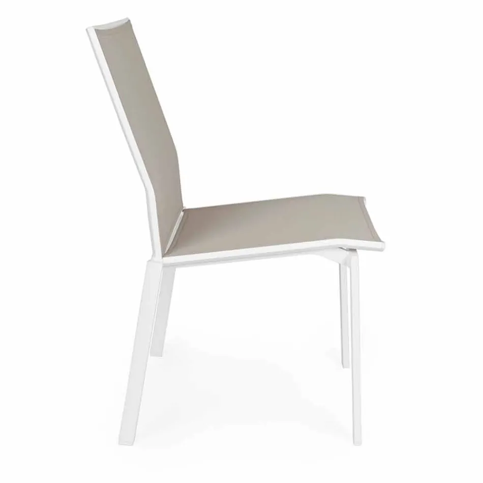 Stackable Outdoor Chair in Aluminum and Textilene Homemotion, 4 Pieces - Serge Viadurini