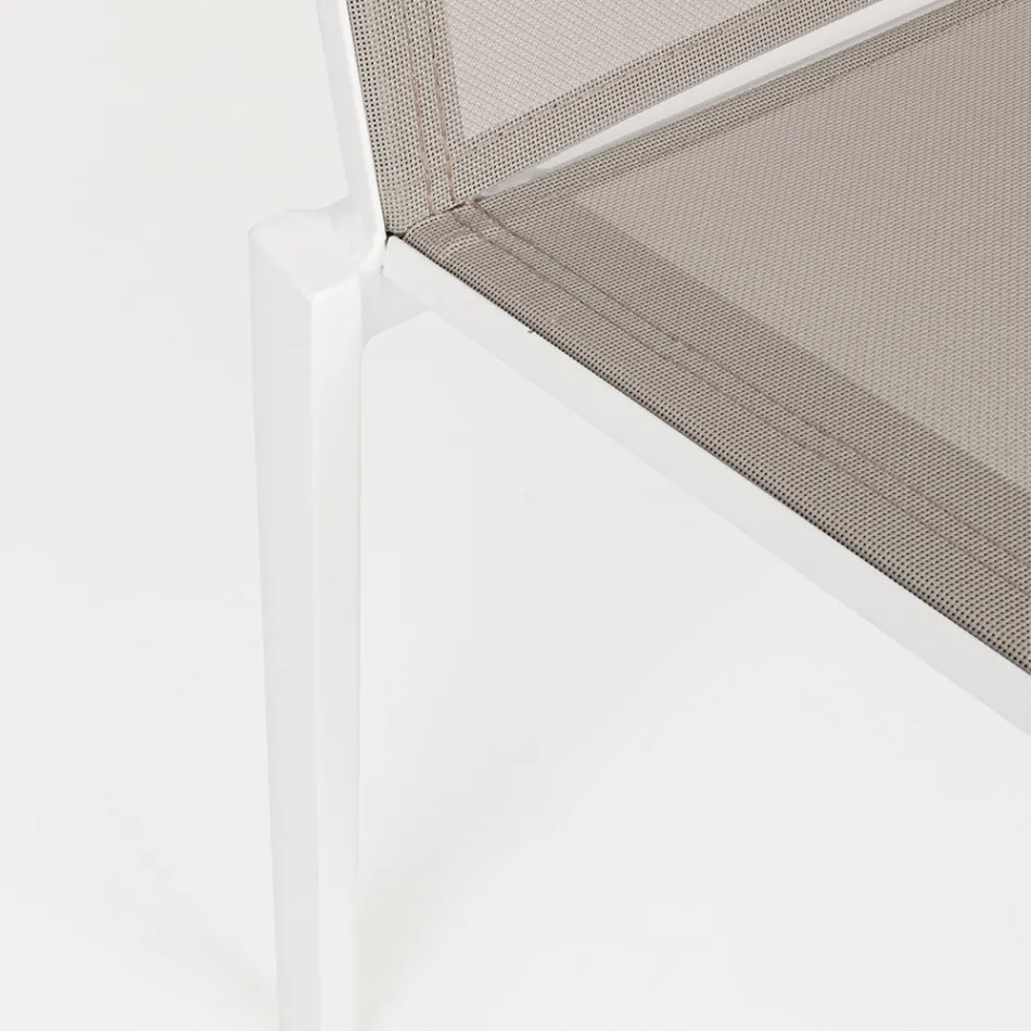 Stackable Outdoor Chair in Aluminum and Textilene, Homemotion 4 Pieces - Serge Viadurini