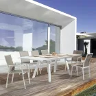 Stackable Outdoor Chair in Aluminum and Textilene, Homemotion 4 Pieces - Serge Viadurini