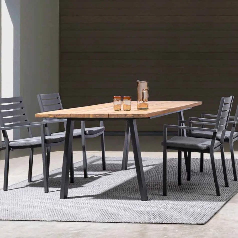 Homemotion Stackable Aluminum Outdoor Chair, 4 Pieces - Carina Viadurini