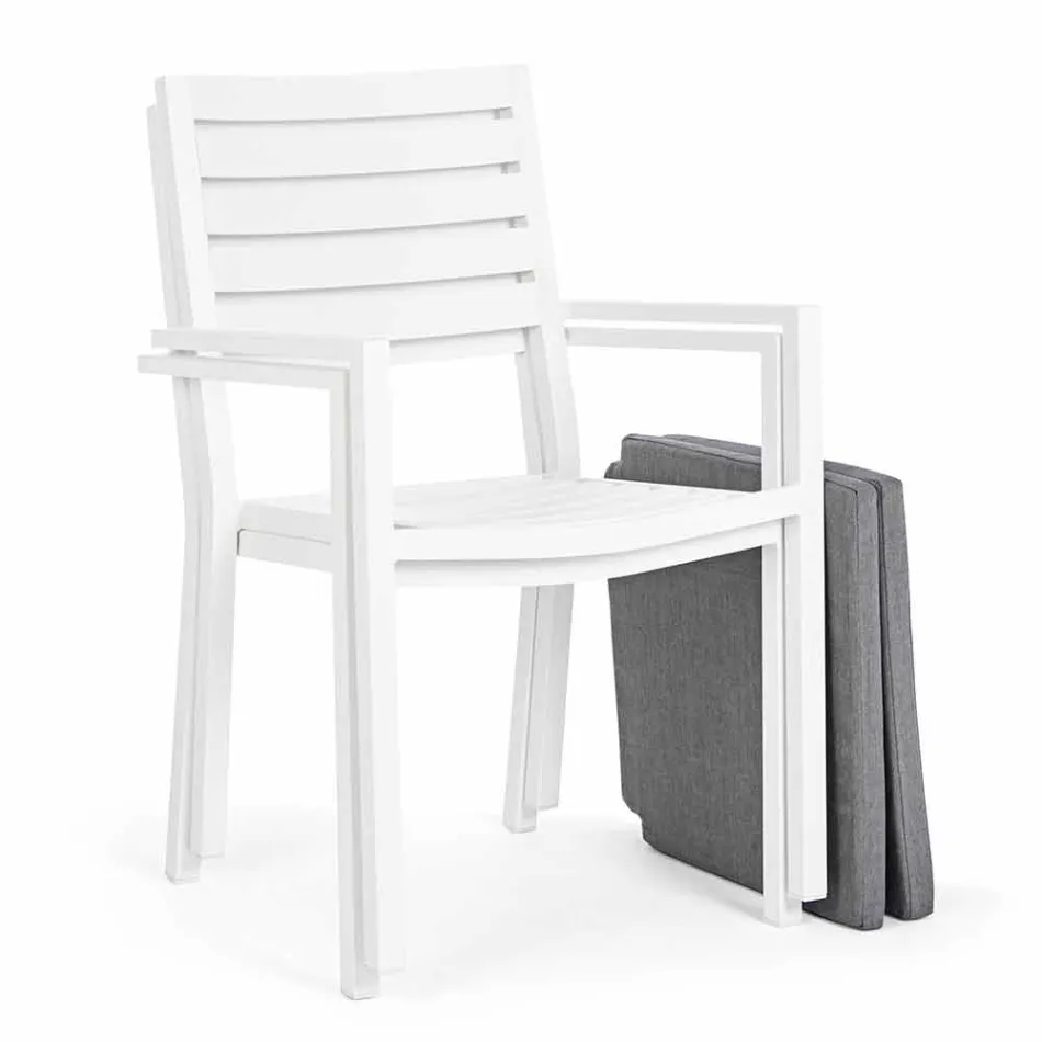 Homemotion Stackable Aluminum Outdoor Chair, 4 Pieces - Carina Viadurini