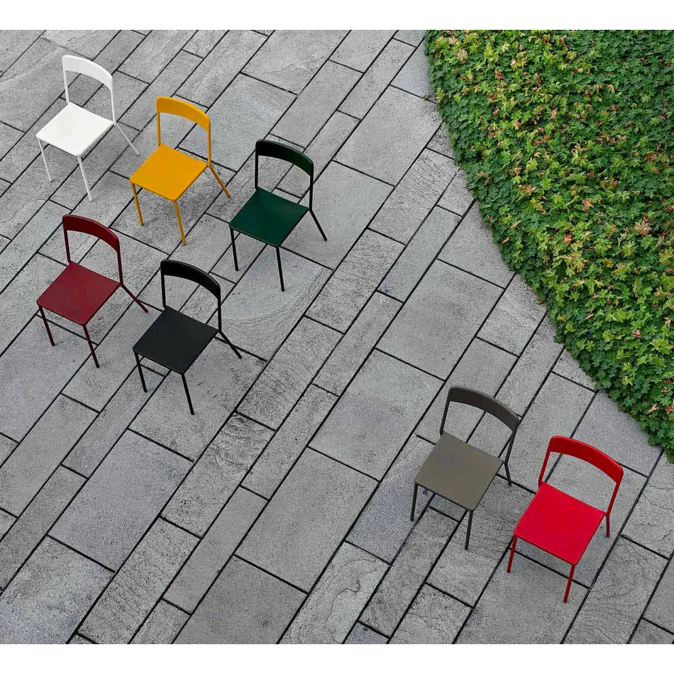Outdoor Stackable Metal Chair Made in Italy, 4 Pieces - Xylia Viadurini