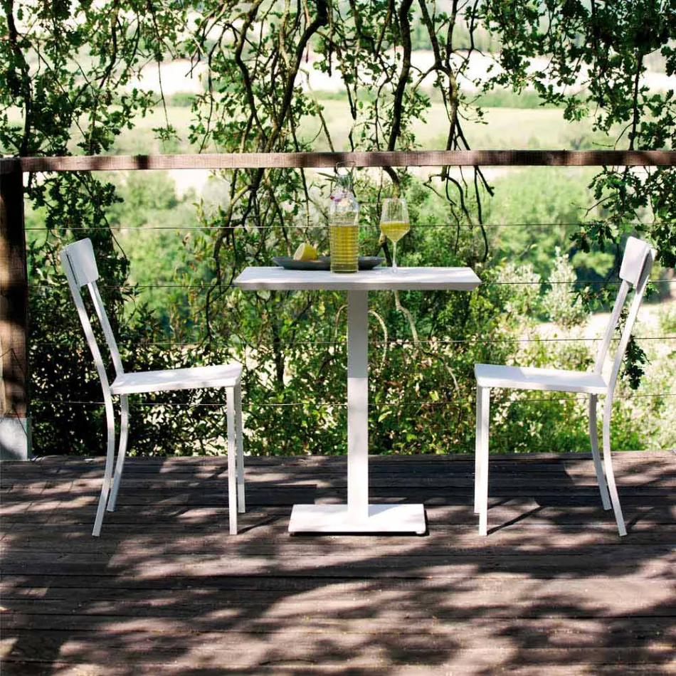 Stackable Outdoor Chair in Painted Metal Made in Italy, 4 Pieces - Tulle Viadurini