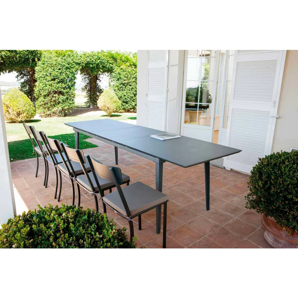 Stackable Outdoor Chair in Painted Metal Made in Italy, 4 Pieces - Tulle Viadurini