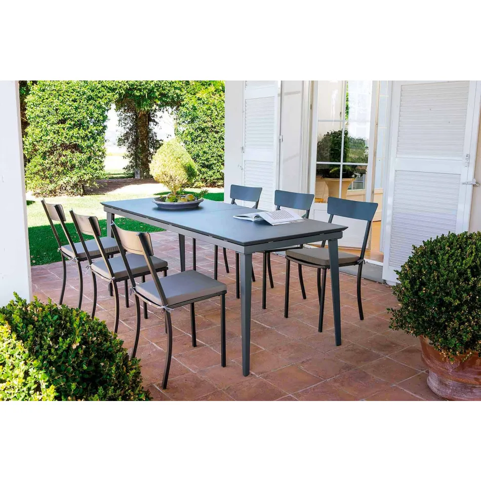 Stackable Outdoor Chair in Painted Metal Made in Italy, 4 Pieces - Tulle Viadurini