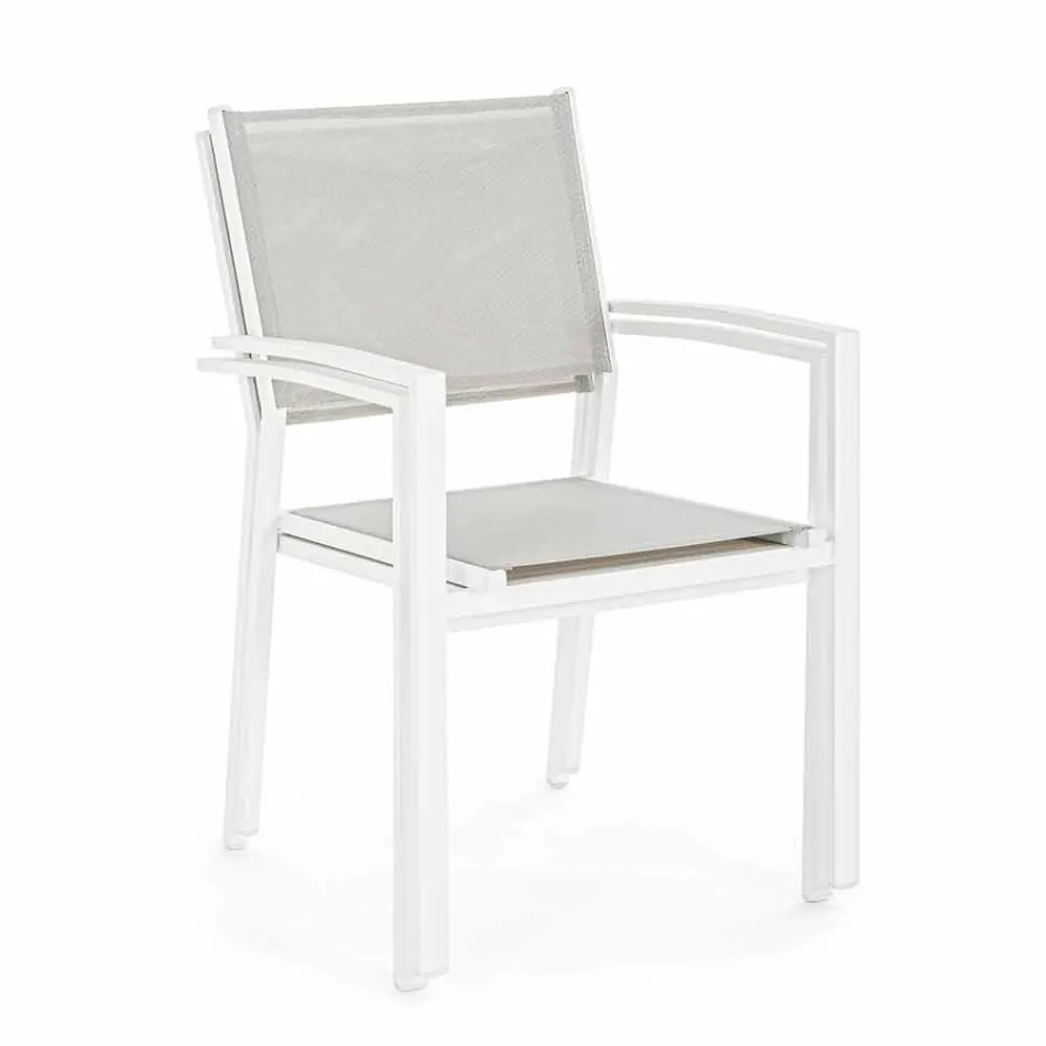 Stackable Outdoor Chair in Textilene Homemotion, 6 Pieces - Narcissa Viadurini