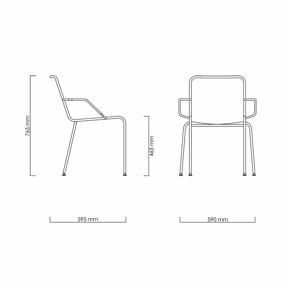 Outdoor Chair in Steel with Armrests and Cord Made in Italy - Madagascar2 Viadurini