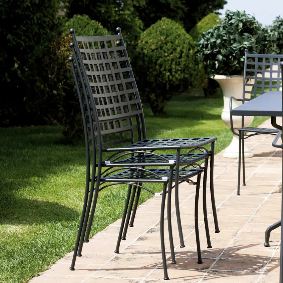Outdoor Chair in Galvanized Steel Stackable 4 Pieces Made in Italy - Sibo Viadurini