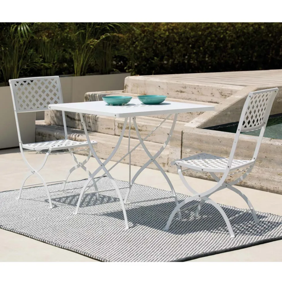 Folding Outdoor Chair in Galvanized Steel Made in Italy 2 Pieces - Selvaggia Viadurini