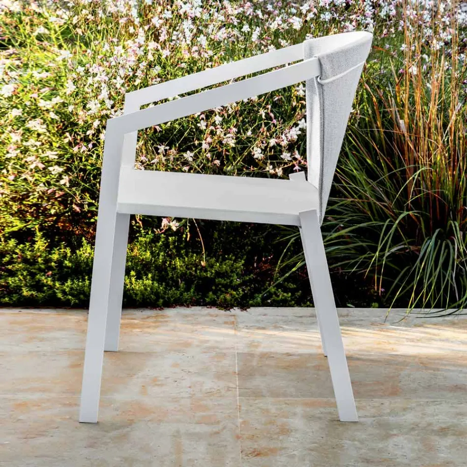 Outdoor Aluminum Chair with or Without Cushion, High Quality, 4 pcs - Filomena Viadurini