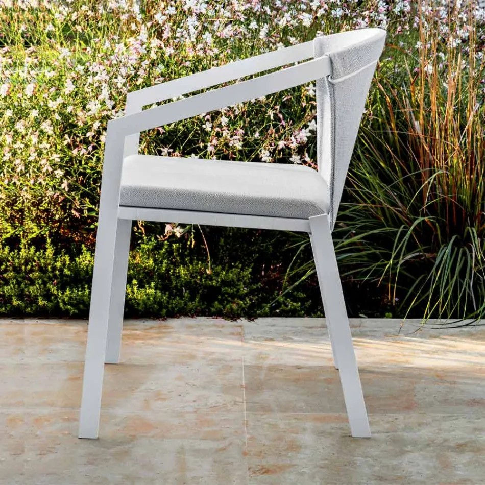 Outdoor Aluminum Chair with or Without Cushion, High Quality, 4 pcs - Filomena Viadurini
