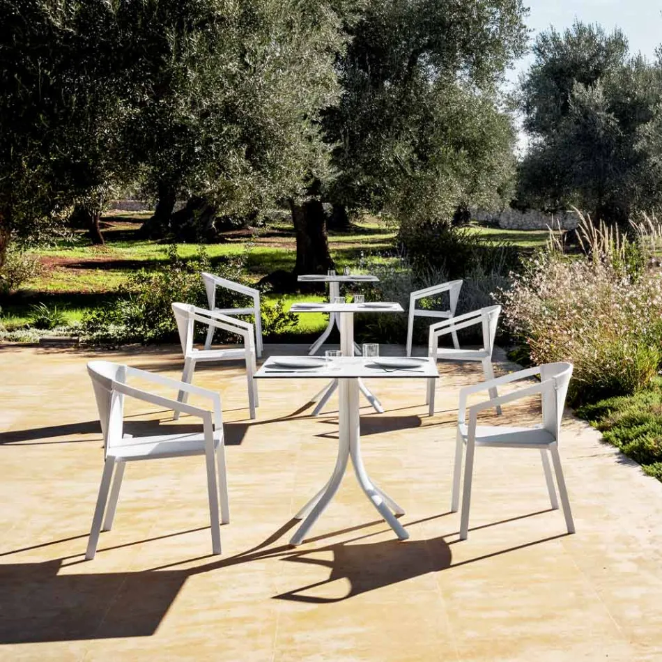Outdoor Aluminum Chair with or Without Cushion, High Quality, 4 pcs - Filomena Viadurini