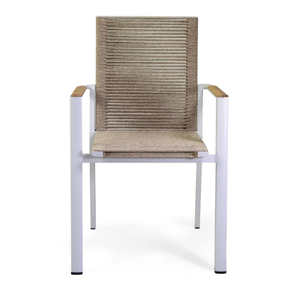 Outdoor Chair in Aluminum, Seat and Backrest in Rope - Detail Viadurini