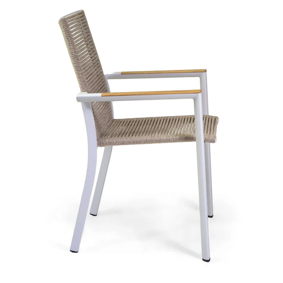 Outdoor Chair in Aluminum, Seat and Backrest in Rope - Detail Viadurini