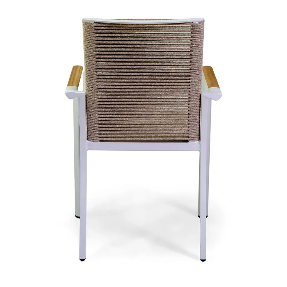 Outdoor Chair in Aluminum, Seat and Backrest in Rope - Detail Viadurini