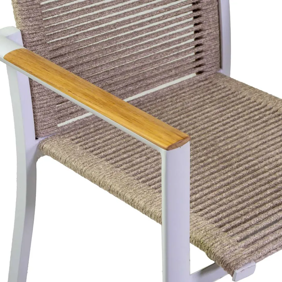 Outdoor Chair in Aluminum, Seat and Backrest in Rope - Detail Viadurini