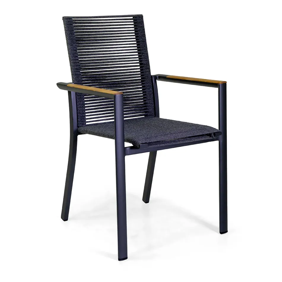 Outdoor Chair in Aluminum, Seat and Backrest in Rope - Detail Viadurini