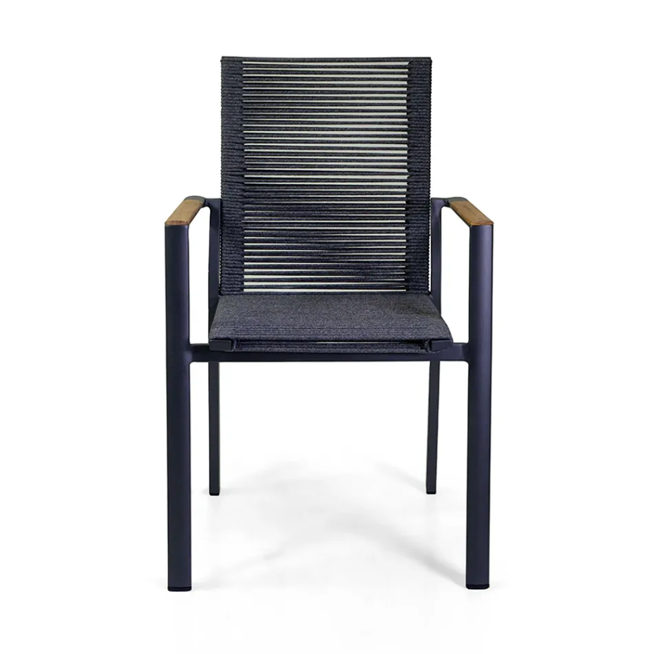 Outdoor Chair in Aluminum, Seat and Backrest in Rope - Detail Viadurini