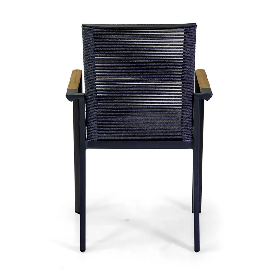 Outdoor Chair in Aluminum, Seat and Backrest in Rope - Detail Viadurini