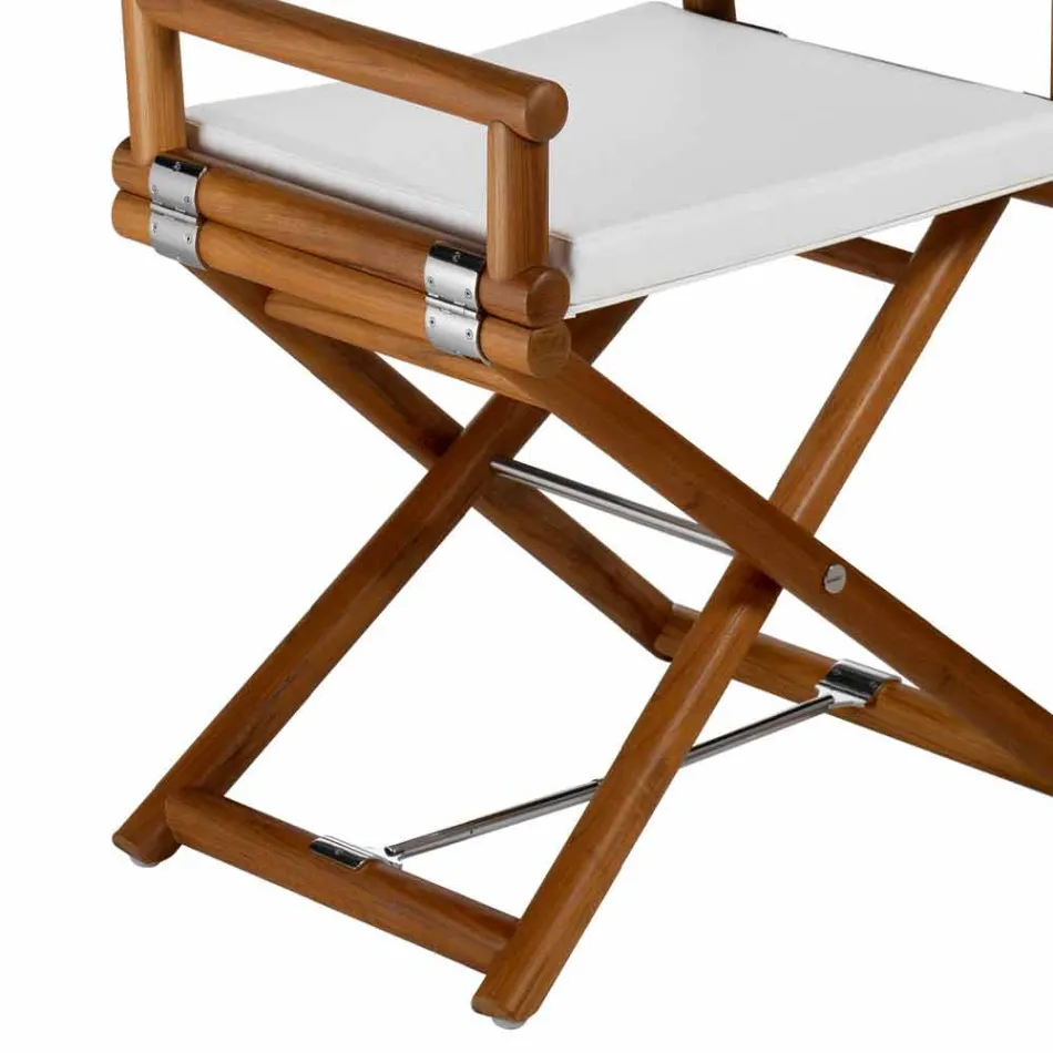 Outdoor Chair in Natural Wood or Black and Resealable Design Fabric - Suzana Viadurini