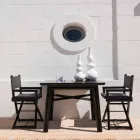 Outdoor Chair in Natural Wood or Black and Resealable Design Fabric - Suzana Viadurini