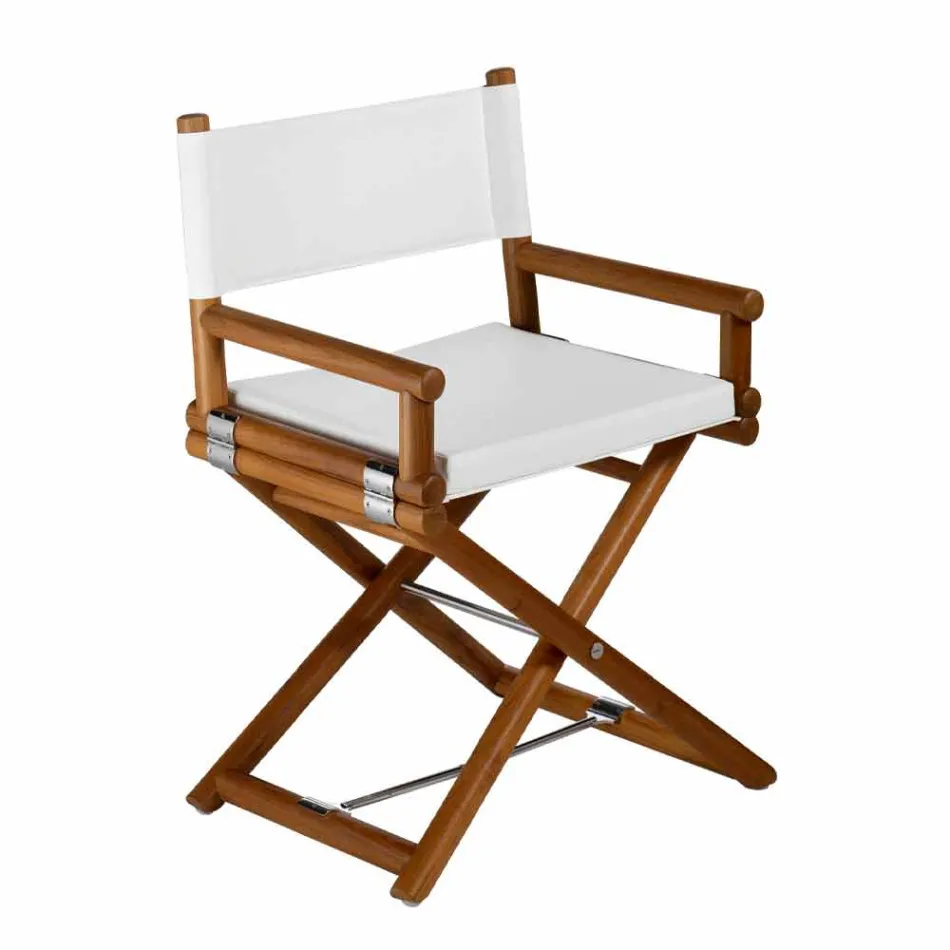 Outdoor Chair in Natural Wood or Black and Resealable Design Fabric - Suzana Viadurini