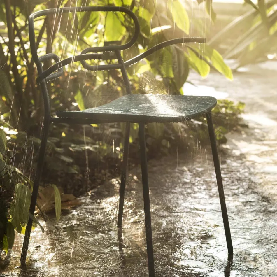 Outdoor Chair in Metal and Polyurethane Made in Italy, 2 Pieces - Trosa Viadurini