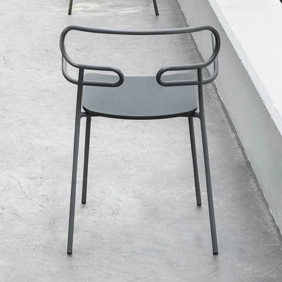 Outdoor Chair in Metal and Polyurethane Made in Italy, 2 Pieces - Trosa Viadurini