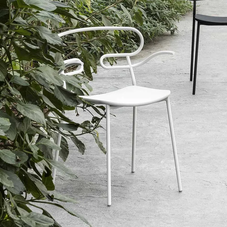 Outdoor Chair in Metal and Polyurethane Made in Italy, 2 Pieces - Trosa Viadurini