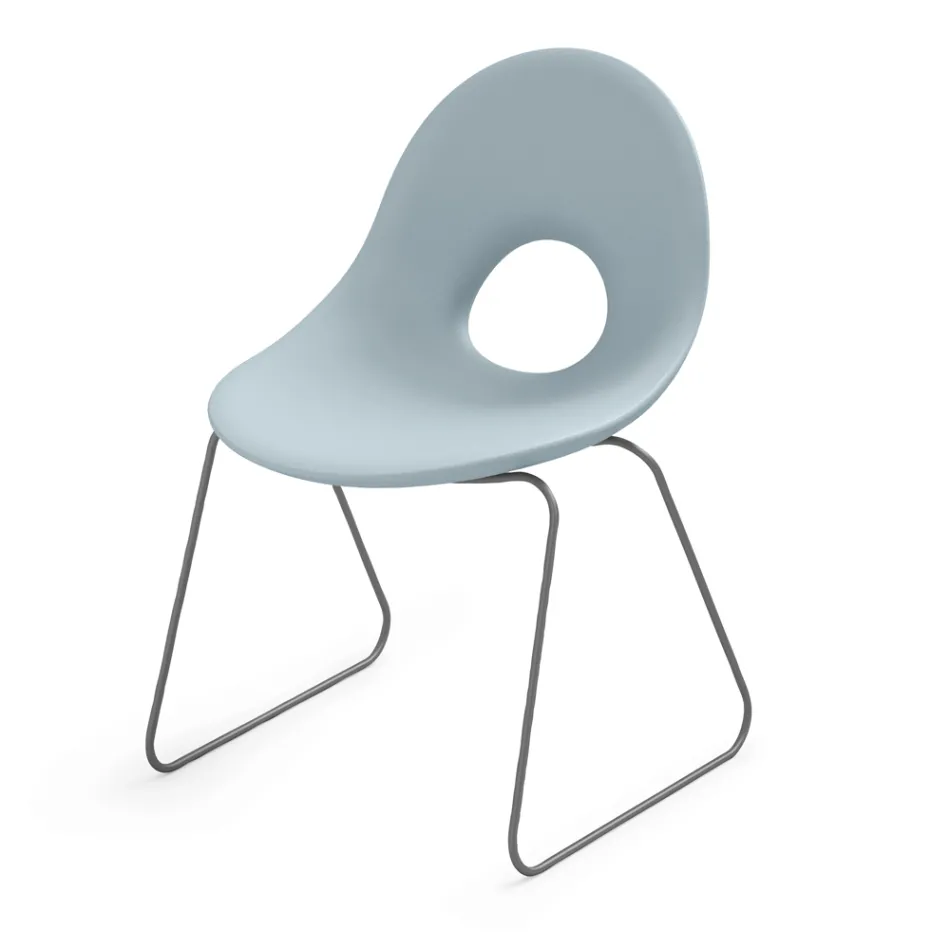 Outdoor Chair in Polyethylene and Iron Base Made in Italy 2 pieces - Ashley Viadurini