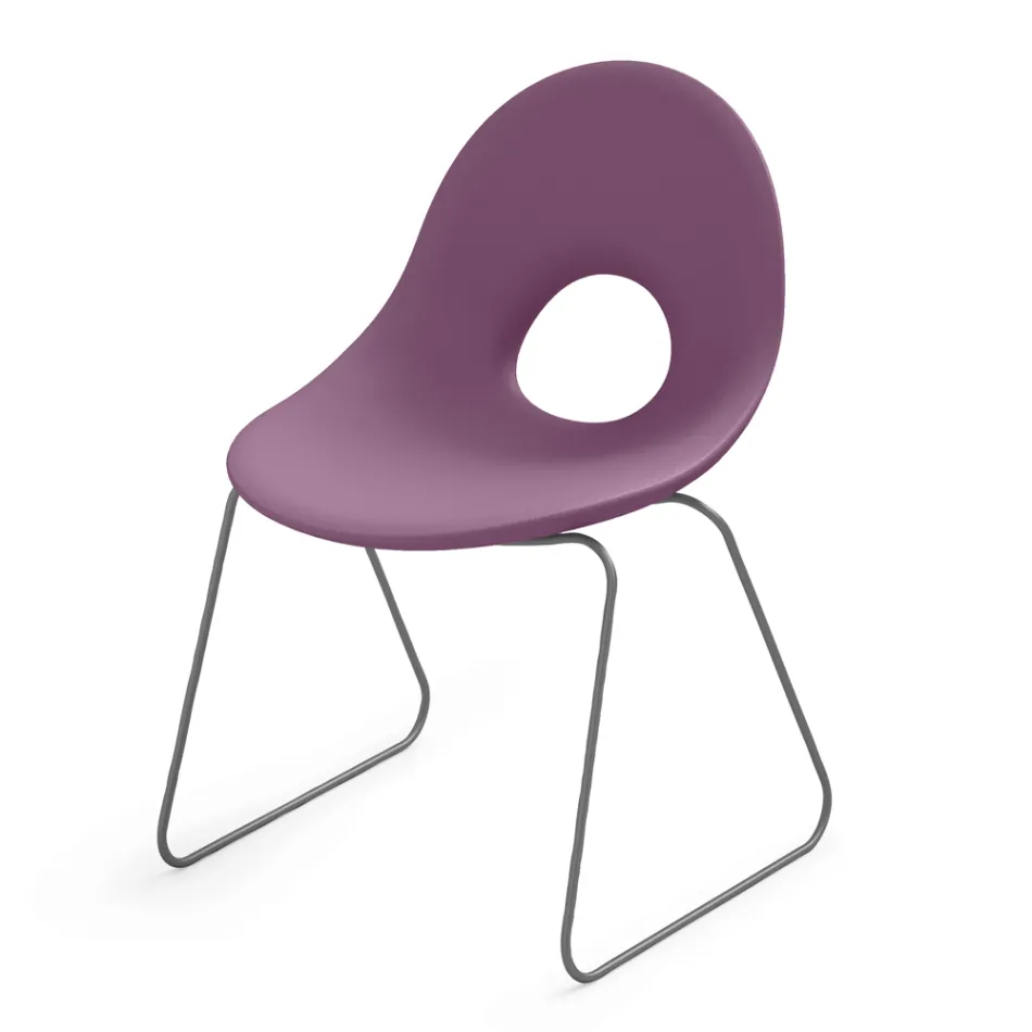 Outdoor Chair in Polyethylene and Iron Base Made in Italy 2 pieces - Ashley Viadurini
