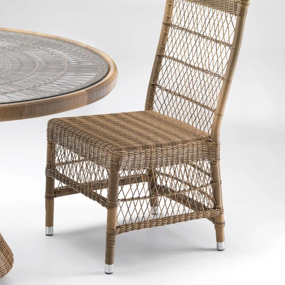 Outdoor Chair in Polyrattan with Optional Cushion - Gigi Viadurini
