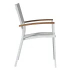 Stackable Garden Chair in White Aluminum with Armrests - Lyonel Viadurini
