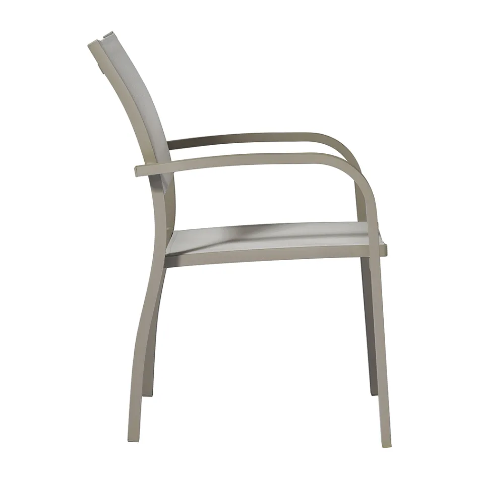 Stackable Garden Chair in Aluminum with Design Armrests - Gontran Viadurini