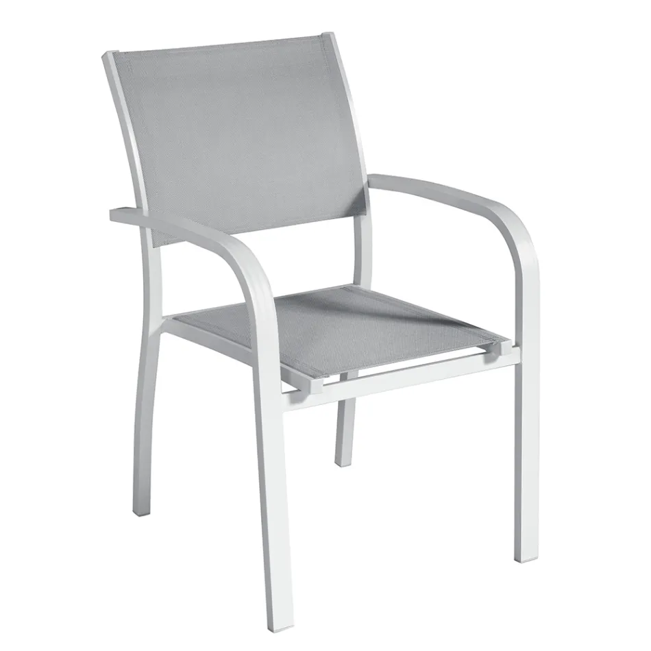 Stackable Garden Chair in Aluminum with Design Armrests - Gontran Viadurini