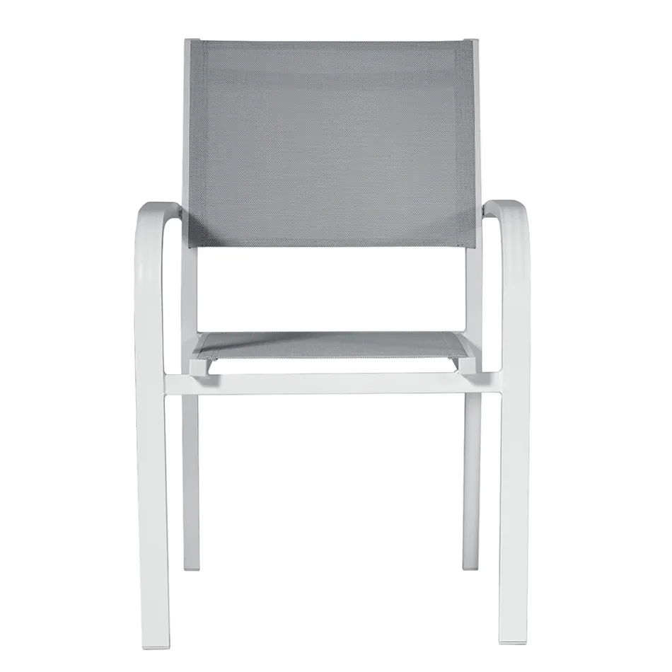 Stackable Garden Chair in Aluminum with Design Armrests - Gontran Viadurini