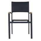 Stackable Garden Chair in Anthracite Gray Aluminum and Teak - Aidan Viadurini