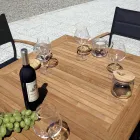 Stackable Garden Chair in Anthracite Gray Aluminum and Teak - Aidan Viadurini