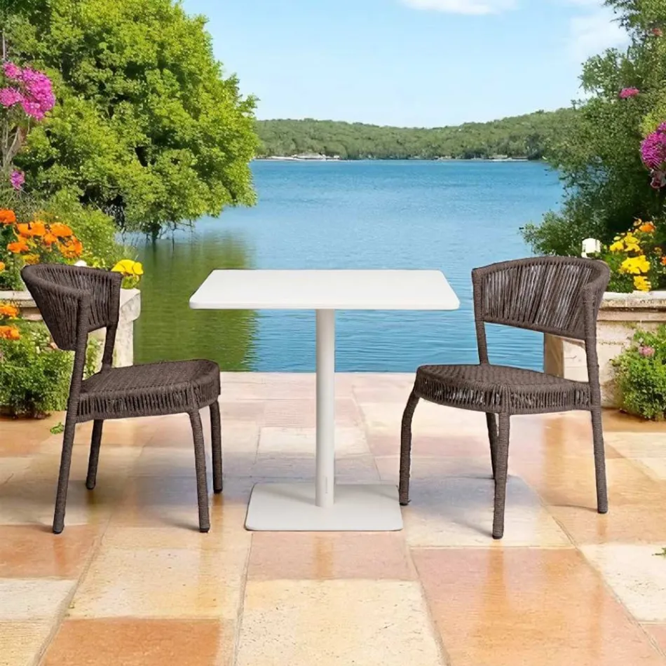 Garden Chair in Aluminum and Rope Weave - Algedi Viadurini