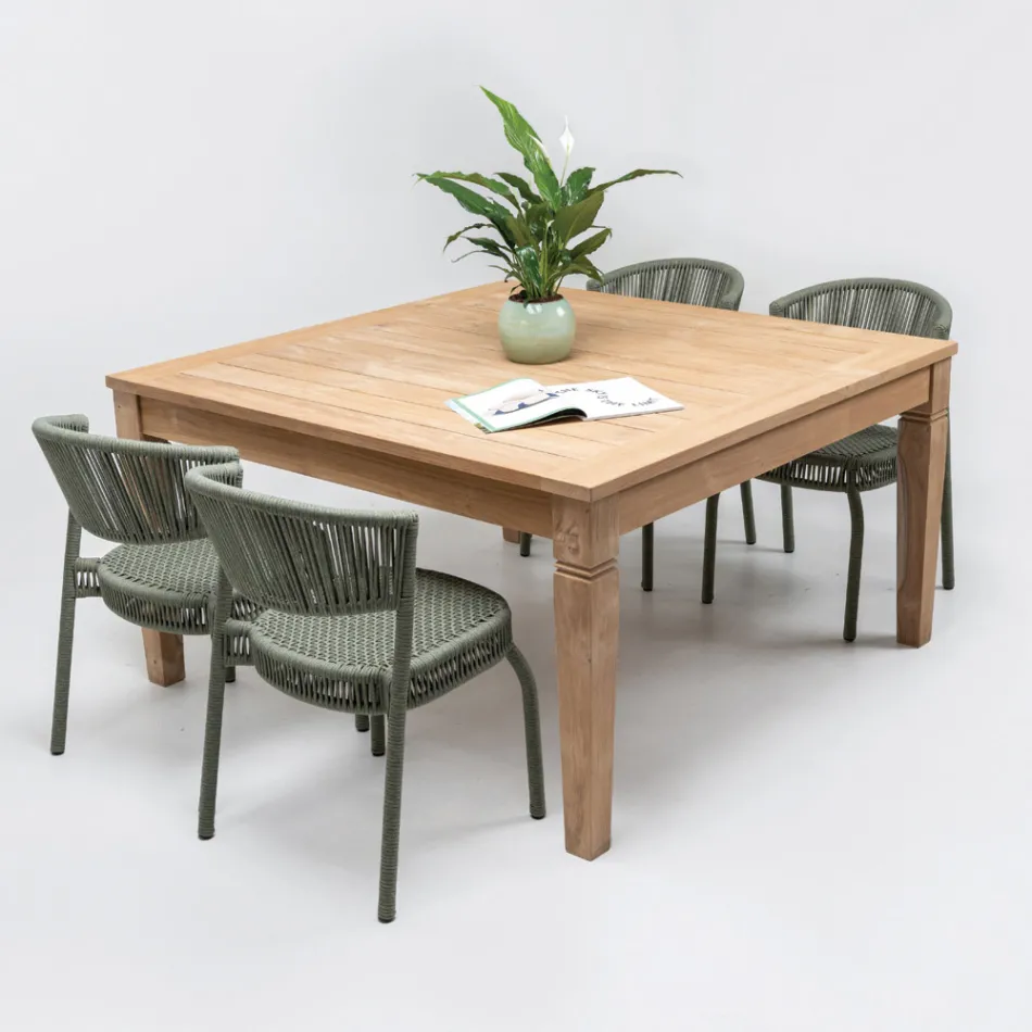 Garden Chair in Aluminum and Rope Weaving - Algedi Viadurini