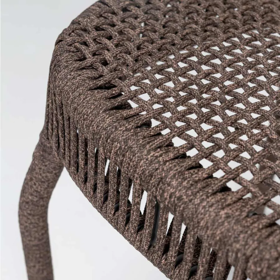 Garden Chair in Aluminum and Rope Weave - Algedi Viadurini